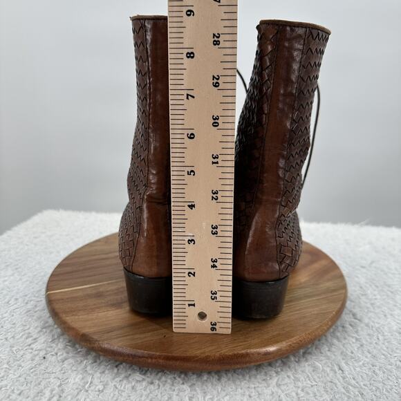 J. Peterman Boots Womens 7.5 Brown Leather Weaved Granny Victorian Academia - Picture 10 of 16